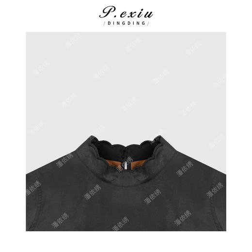 PanYiXiu/潘依绣100%桑蚕丝香云纱新中式花瓣边无袖立领上衣 W-63923-1 商品图2