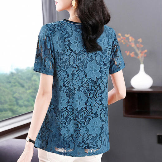 女士蕾丝衫2026年新款大码夏季女装胖mm宽松短袖上衣洋气漂亮小衫 商品图4