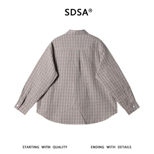 SDSA男装2026新款高贵轻奢格纹爱心刺绣长袖衬衫宽松翻领休闲上衣 商品图4