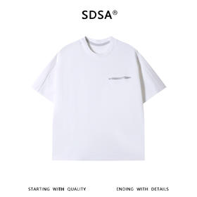 SDSA男装2026新款轻奢极简风口袋圆领短袖T恤后背倒三角设计百搭
