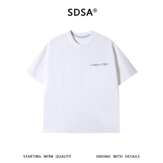SDSA男装2026新款轻奢极简风口袋圆领短袖T恤后背倒三角设计百搭 商品图0