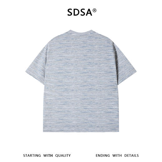 SDSA男装2026新款轻奢水波纹线条圆领短袖T恤日系极简风宽松上衣 商品图4