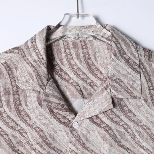 SDSA男装2026新款高贵轻奢水波纹满印古巴领短袖衬衫宽松复古上衣 商品图1