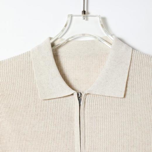 SDSA男装2026新款高贵轻奢慵懒风简约针织半拉链翻领短袖T恤百搭 商品图1