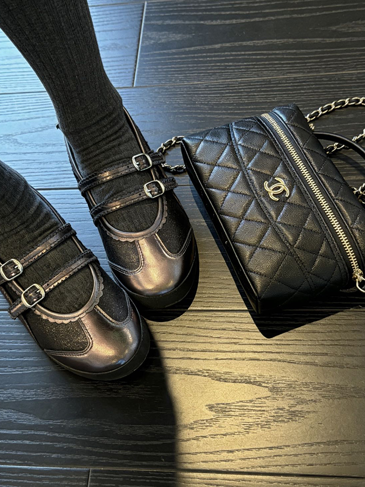 THS-无 鬼冢家  女士低调珠光银闪露背鞋 女士玛丽珍  BZ1284