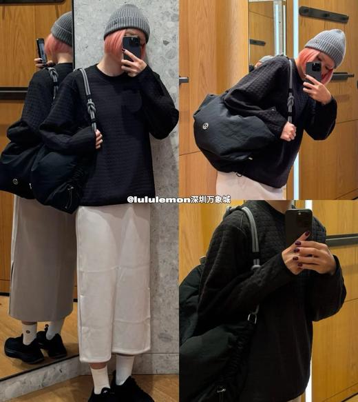 可做健身包男女同款lulu大款多功能褶饰斜挎包 商品图9