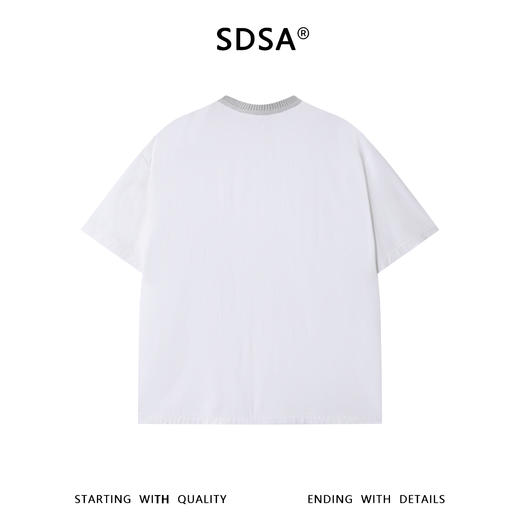 SDSA男装2026新款轻奢韩系简约拼接撞色领口设计圆领短袖T恤百搭 商品图4