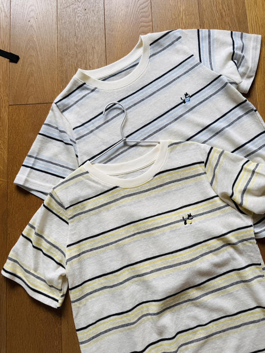 跑量！松弛感-猫咪刺绣撞色条纹短袖T【包邮+三天无理由退换】 商品图11