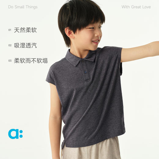 allblu幼岚【桉树麻】儿童无袖T恤26夏季新品polo背心吸湿亲肤 商品图2