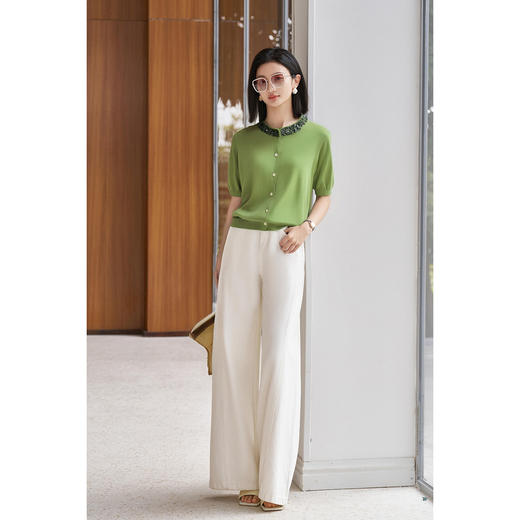 【预售7天】米思阳2026夏季新款法式小香风针织衫设计感钻饰珠片韩系百搭上衣1254/1270 商品图4