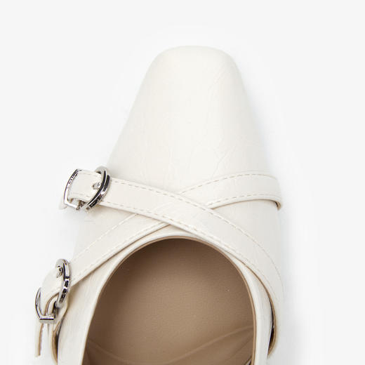 西遇厚底玛丽珍鞋女2026春季新款猫跟软面小皮鞋方头交叉带单鞋子V0566333 商品图5