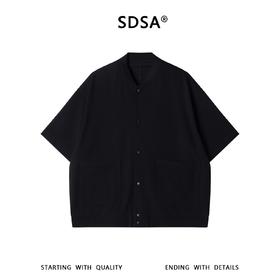 SDSA男装2026新款高贵轻奢立领双口袋短袖开衫衬衫宽松休闲上衣