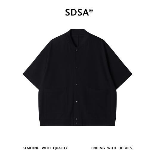 SDSA男装2026新款高贵轻奢立领双口袋短袖开衫衬衫宽松休闲上衣 商品图0