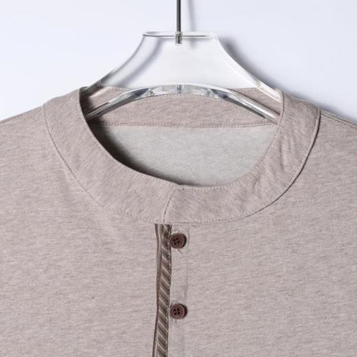 SDSA男装2026新款轻奢撞色门襟亨利领短袖T恤宽松圆领休闲上衣 商品图1