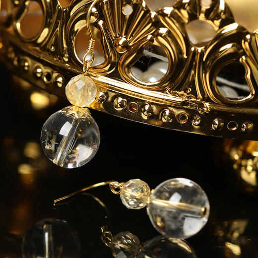 【祈愿吉品】白水晶耳饰耳环大耳圈清新高级感 商品图2