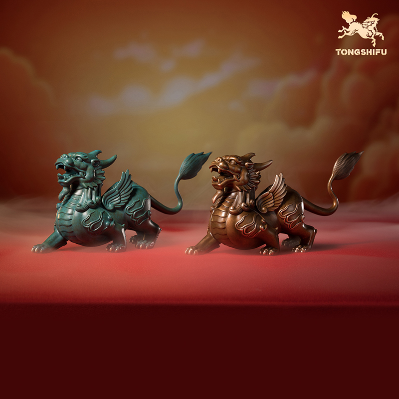 铜师傅《貔貅迎财》中式家居办公室铜摆件 乔迁新居开业装饰礼品