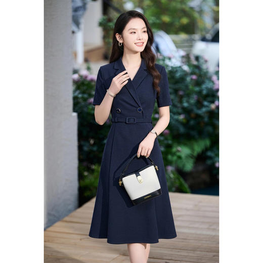 米思阳2026夏季新款通勤优雅OL职场西装连衣裙短袖修身中长款鱼尾裙2113 商品图5
