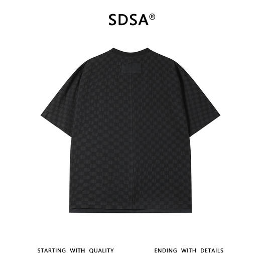 SDSA男装2026新款高贵轻奢高级感棋盘格提花圆领短袖T恤百搭上衣 商品图1