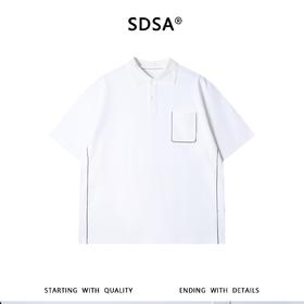 SDSA男装2026新款高贵轻奢商务简约明线口袋纽扣翻领短袖T恤百搭