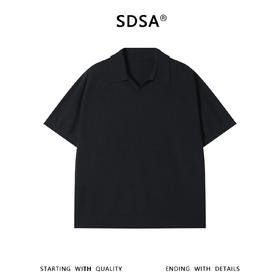 SDSA男装2026新款高贵轻奢老钱风纯色肌理海鸥领短袖T恤百搭时尚