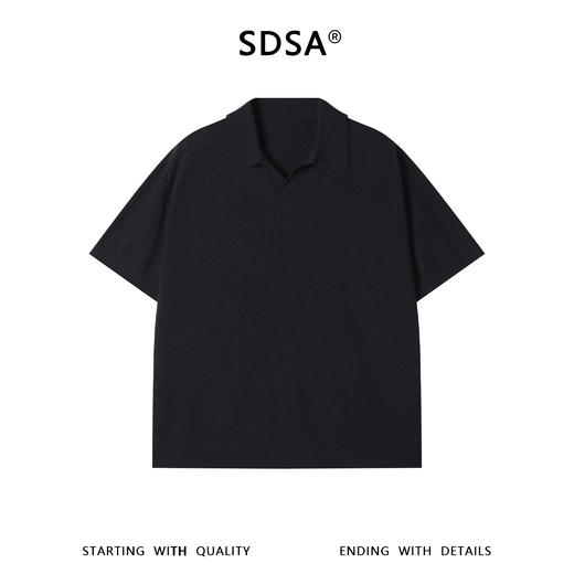 SDSA男装2026新款高贵轻奢老钱风纯色肌理海鸥领短袖T恤百搭时尚 商品图0