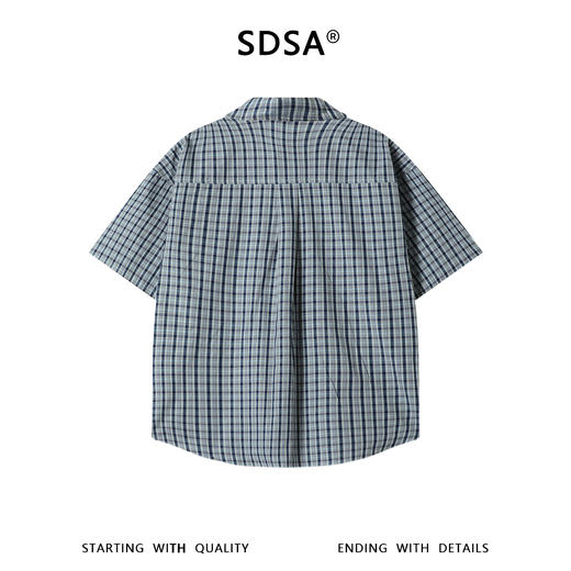 SDSA男装2026新款高贵轻奢韩系简约撞色格子短袖衬衫百搭宽松上衣 商品图1