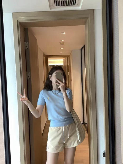 G1738经典刺绣圆领套头衫T恤 经典绣花小马标针织短袖 精梳长绒棉面料 罗纹袖口领口下摆 前胸立体绣花logo 精梳工艺 超长纤维不起球 氛围感拉满 商品图12