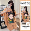 【今日份OOTD❗️卡通睡衣套装】可爱感直接拉满，自带胸垫免穿文胸，宽松大版型不挑身形，柔软亲肤透气不闷汗，短袖短裤甜美卡通女孩韩版印花家居服套装QQ 商品缩略图4