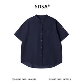 SDSA男装2026新款高贵轻奢立领单口袋短袖衬衫宽松休闲上衣
