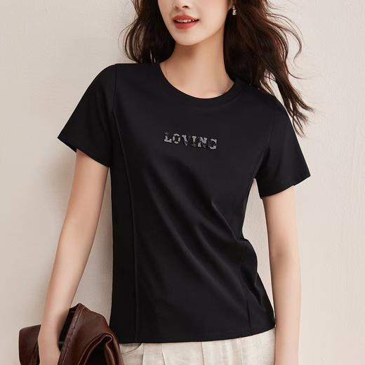 680W36新款长绒棉字母短袖T 商品图1