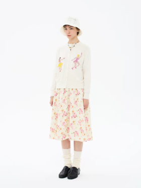 local tag/lt26ssk05/日光花园 印花肌理半身裙 A字百搭蓬蓬裙中长裙