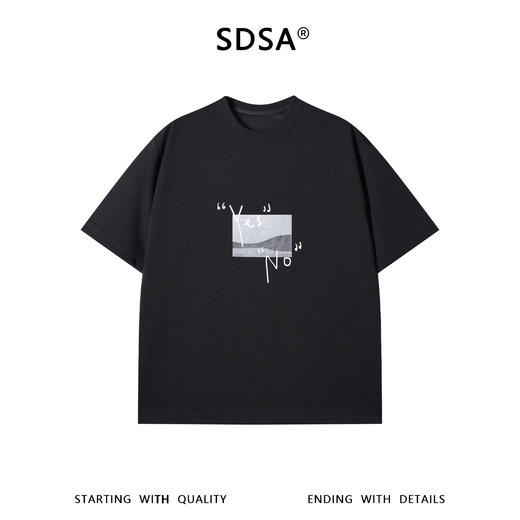 SDSA男装2026新款高贵轻奢美式简约趣味字母印花圆领短袖T恤百搭 商品图0