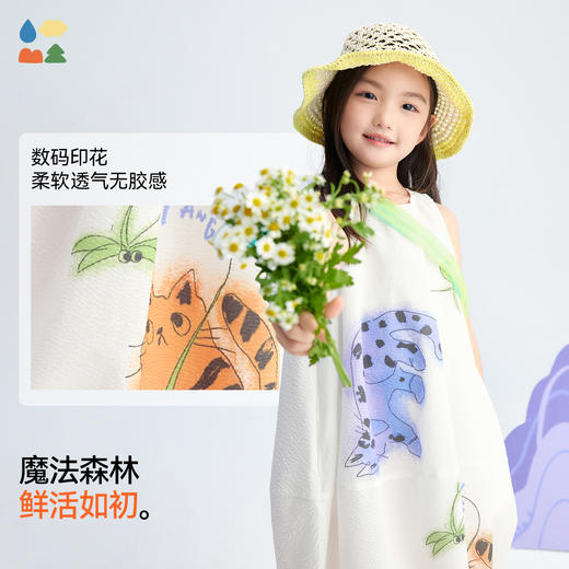 【小童原创插画连衣裙】森林棠26夏款褶皱布轻盈透气无袖宽松印花公主裙42762430 商品图2