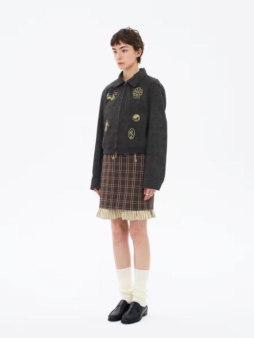 local tag/lt26ssk01/古董金币 水洗质感深灰短外套 经典翻领刺绣夹克 商品图2