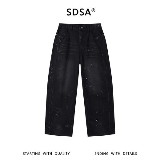 SDSA男装2026新款轻奢刷漆涂鸦印花阔腿牛仔裤日系复古宽松直筒裤 商品图0