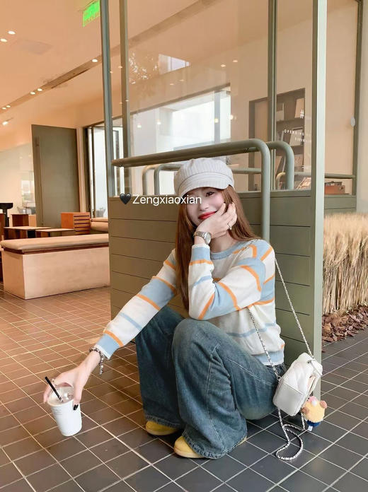 <曾小咸推荐>4.10现货秒杀 ！微信超特价！韩系撞色条纹针织t恤 日常159.99 立减90 秒杀69.99！！ 商品图7