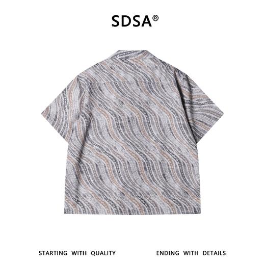 SDSA男装2026新款高贵轻奢水波纹满印古巴领短袖衬衫宽松复古上衣 商品图4