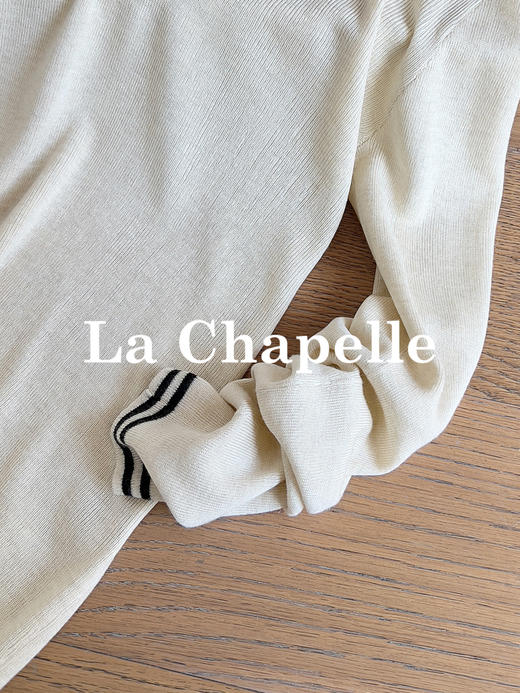 专柜实拍【山羊绒/羊毛！轻薄polo衫】拉夏贝尔/La Chapelle撞色翻领三扣设计修身弹力显瘦打底针织衫 商品图11
