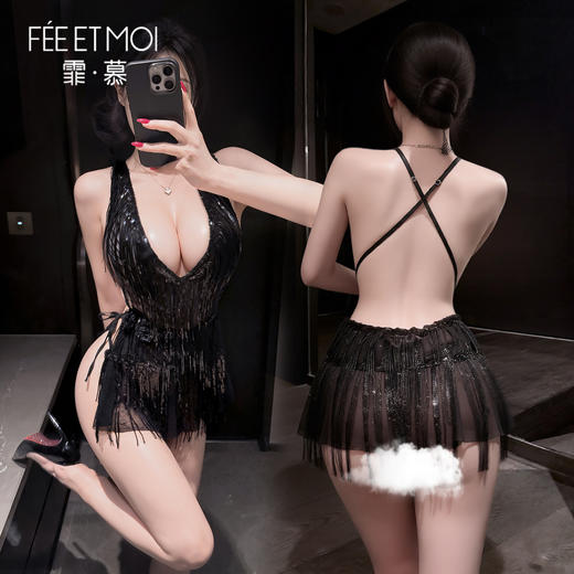 【情趣内衣】霏慕 热辣透视拉丁舞深V流苏裙ZY216 商品图8