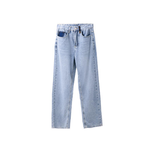 撞色直筒牛仔裤 商品图1