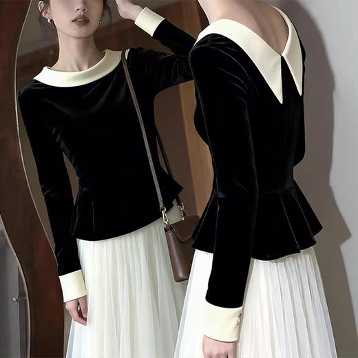 裁缝学苑AS661法式设计感拼色边丝绒衬衫纸样女装新款百搭显瘦上衣图纸 商品图5