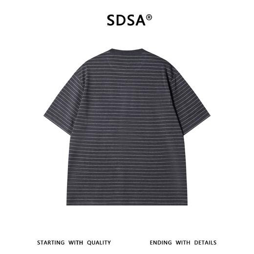 SDSA男装2026新款高贵轻奢细条纹短袖T恤宽松重磅圆领休闲上衣 商品图4
