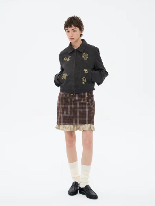 local tag/lt26ssk01/古董金币 水洗质感深灰短外套 经典翻领刺绣夹克 商品图3