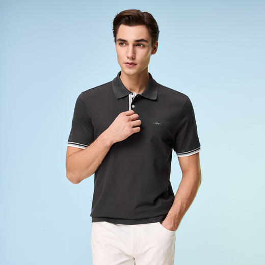 【纯棉】德鲨商务男装短袖POLO衫2026夏新款休闲翻领上衣T恤衫男 商品图1