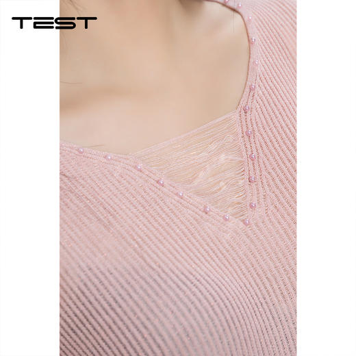 夏上新粉色镂空短袖薄款透气温柔风针织衫1262019 商品图3