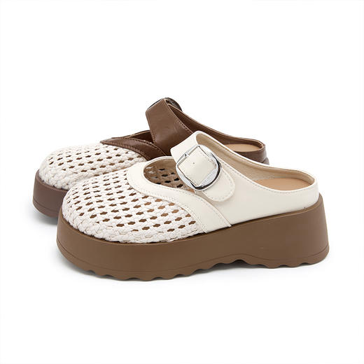 西遇包头半拖鞋女2026新款夏季外穿凉鞋厚底镂空编织玛丽珍凉拖鞋V0566352 商品图4