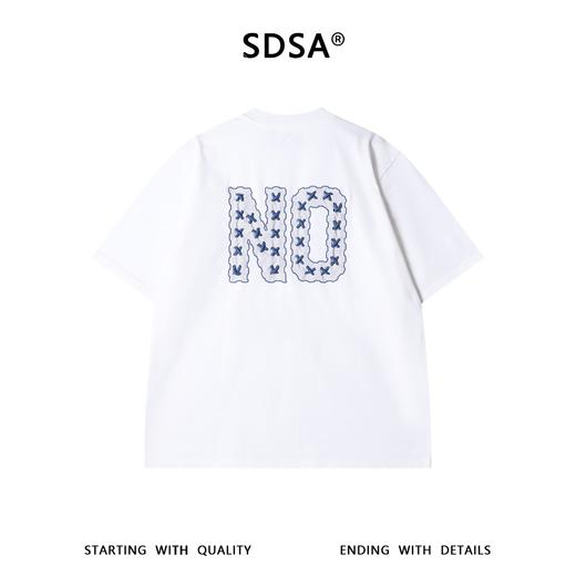SDSA男装2026新款轻奢NO小字母刺绣短袖T恤宽松重磅圆领休闲上衣 商品图3