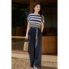 条纹针织衫 会呼吸的天丝棉混纺 时髦腔调 米思阳2026夏季新款设计感落肩捏褶收腰针织T恤撞色条纹百搭上衣2074-2111 商品缩略图6