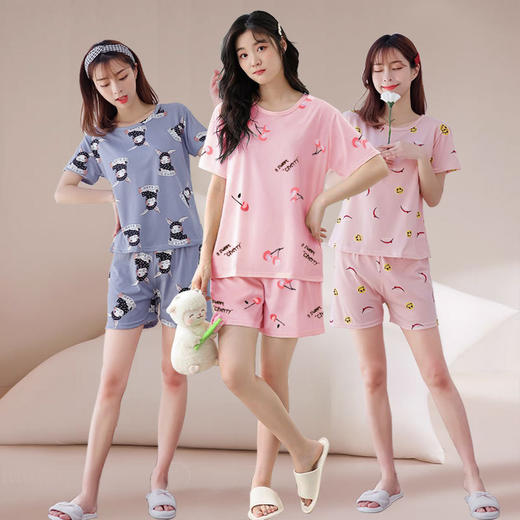 【秒杀❗️只要29.9🔥薄款睡衣套装】软 fufu 亲肤面料透气不闷汗，宽松版型不挑身形，可爱图案元气满满，睡衣套装短袖短裤甜美少女家居服女夏天可外穿QQ 商品图0