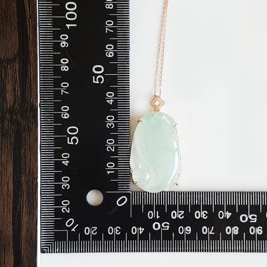 【天然正品】A货翡翠AU750玫瑰金镶钻镶天然细腻冰种如意（万事如意）翡翠吊坠项链41.4*22.3*6.8MM（皆取最大值）090326TJ30 商品图2